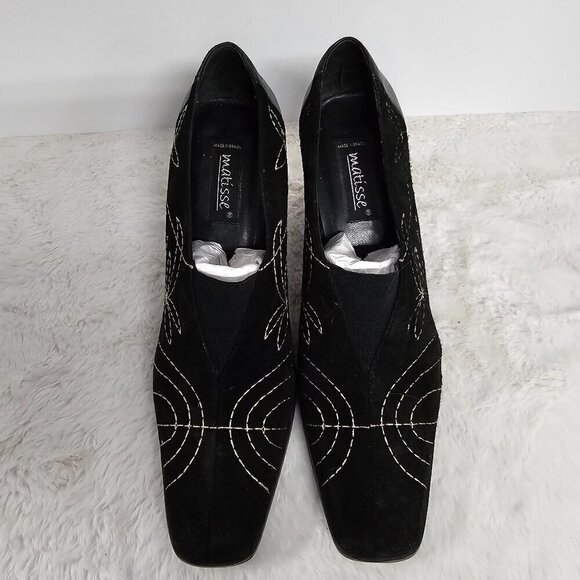 Matisse Pumps Black Suede Embroidered Goth Grunge Boho 10M - Picture 2 of 16